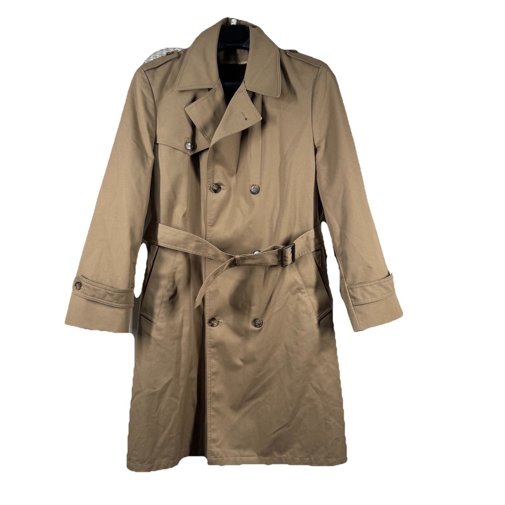 BOTANY Weather Topper Vtg Classic Trench Coat Tan Removable Faux Fur Lining 40R